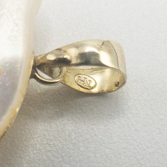10K Yellow Gold Mother of Pearl Elephant Pendant - Picture 9 of 12
